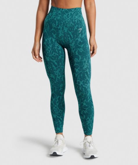 Women's Gymshark Adapt Animal Seamless Leggings Turquoise | CA 6D50A3